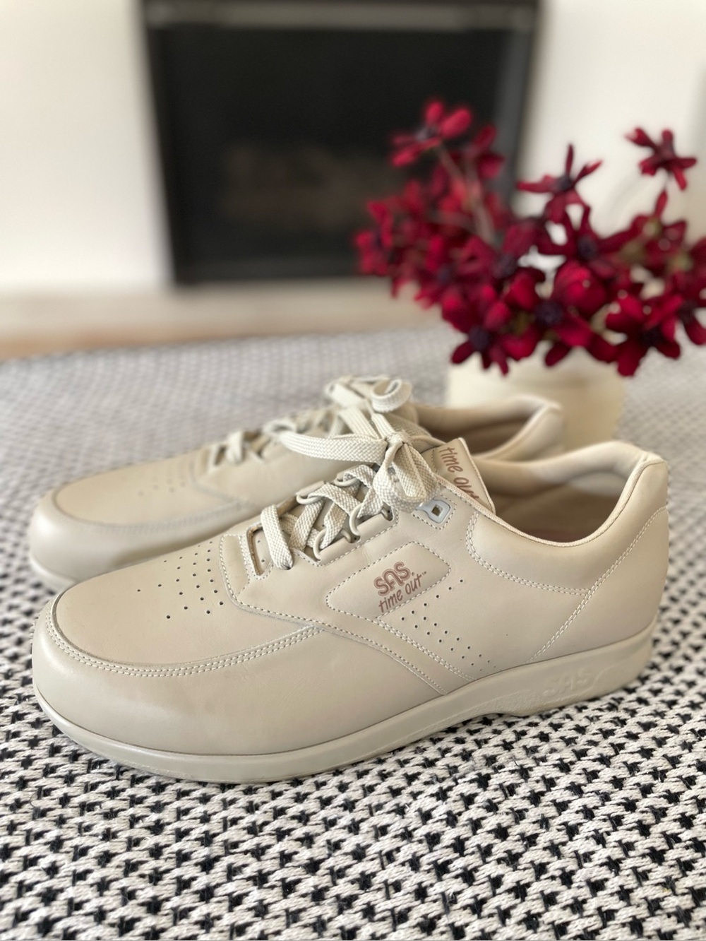 SAS Men’s Leather Comfort Shoes Time Out Leather Size 12 Bone Beige